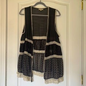 Easel Boho Floral Lace Vest